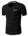 H2H Mens Basic Cotton V-neck T-shirts with Point Shoulder Button Leather Pocket BLACK US L/Asia XL (JDSK16)