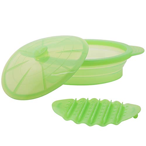 Microwave Steamer Collapsible BowlSilicone Steamer with Handle & Lid