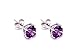 .925 Sterling Silver 6mm Round Shape Purple Cubic Zirconia Stud Earrings