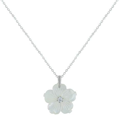 Les Poulettes Jewels - Silver Pendant Necklace Mother of Pearl Flower