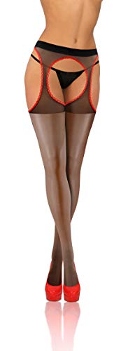 Sesto-Senso-Collant-Cavallo-Aperto-15-den-Bretelle-Calze-per-Reggicalze-Donna-Sexy