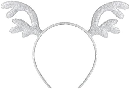VOGUEKNOCK Christmas Headband Reindeer Antlers Crystal Paved Delicate Metal Headband (small glitter silver)