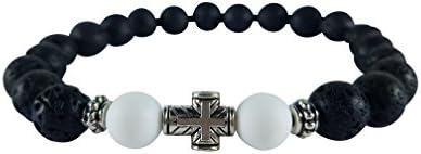 Mens Womens Christian Cross Bracelet Handmade 50% Proceeds Donated to Anti Human Trafficking Charities (Medium 7-7.5 Inch)