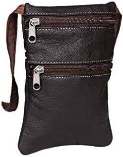 Saavi Women's Adjustable Long Belt Smartphone Sling Bag Leather (Black)
