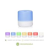 Rechargeable/Cordless 100ml Aromatherapy Spa Diffuser - Rechargeable/Portable - 7 Ambient Lights - 4 Timers - Auto Shutoff - Humidifier – Cord Free - Aromatherapy - Air Purifier - Essential Oils