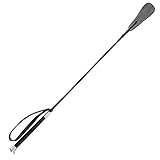 Perkisboby Equestrian Leather Crop, Leather Jump Bat with Rubber and Stainless Steel Handle for Horse-Riding