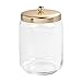 mDesign Glass Bathroom Vanity Storage Organizer Apothecary Canister Jar for Cotton Swabs, Cotton Rounds, Cotton Balls, Makeup Sponges, Bath Salts - 2 Pack - Clear/Gold Brass