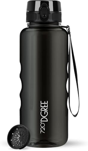 720°DGREE Trinkflasche 1,5l “uberBottle“ crystalClear +Früchtebehälter - BPA-Frei, Auslaufsicher - Wasserflasche für Gym, Fitness, Outdoor, Wandern - 