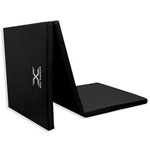 MAXSTRENGTH ® Tri-Folding Extra Thick Yoga Mat – Non-Slip Exercise Mat – Soft Foam Mat – Gymnastics Mat 6ft Long & 2ft Wide – Fitness Mat with Carry Handle – Workout Mats – Travel Yoga Mat (Black)