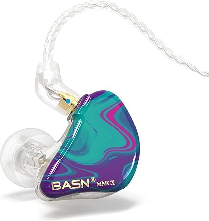 BASN MMCX Triple Driver in-Ear Monitors with Rich Bass, HiFi Stereo IEM Earphones with Upgraded Detachable Cables for Audiophiles Musicians(Purple Aurora)