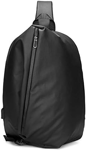 HWX 2019 USB Charging Chest Pack Men Casual Shoulder Crossbody Bag Chest Bag Water Repellent Travel Messenger Bag Male Sling Bag,Black,332345cm