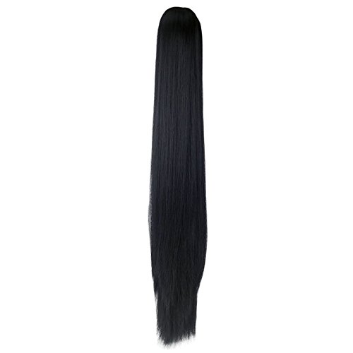 iCos Synthetic Long Straight Girl Claw Ponytail Clip In On Hair Extensions Hairpieces for Women (Jet black)