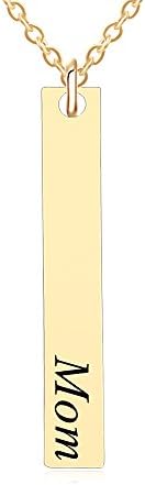 GUANDU Vertical Handprint Name Family Pendant Necklace for Women Girls Christmas Gifts (Gold Style3)