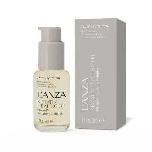 L'ANZA Keratin Heilöl Haarbehandlung (50 ml), Regeneriert, Belebt & Nährt Trockenes, Geschädigtes Haar & Kopfhaut, mit Restaurativem Phyto IV-Komplex,