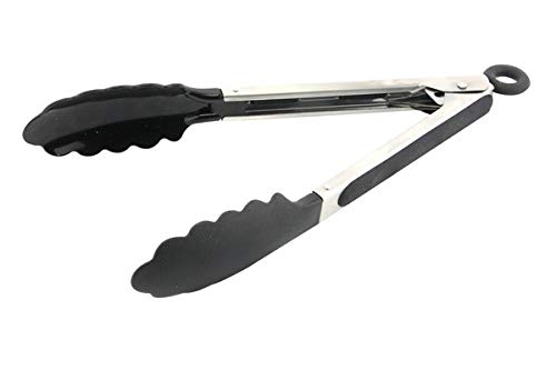 Stainless Steel Tongs 23cm with Silicon Tips Black