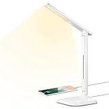 LED Desk Lamp, Eye-caring Table Lamp, Desk Light with 5 Brightness Levels and 5 Color Mode，USB Charging Port, Sensitive Control, 10W Power for Reading, Working, Painting, Sleeping in Home, Office
