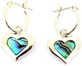 Paua Muscle / Abalone Drop Heart Earrings made in New Zealand