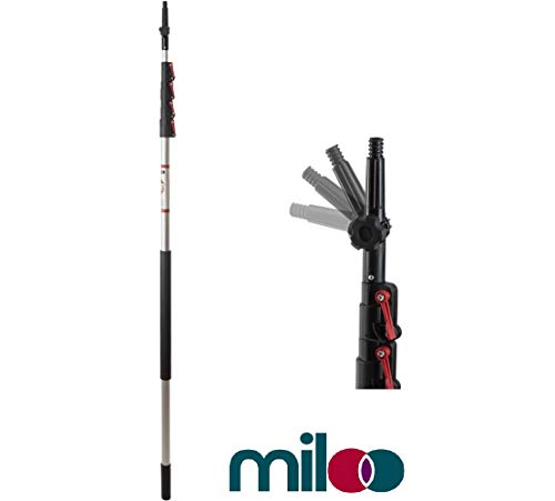 6 to 24 Foot Telescopic Extension Pole by Miloo - Retractable Pole Great for Window Cleaning, Paint Roller Extender, Duster Pole, Hanging Lights, Gutter Cleaning & Light Bulb Changing