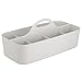 mDesign Large Plastic Divided Office Storage Organizer Caddy Tote with Handle for Cabinet, Desk, Workspace - Holds Desktop Supplies, Pens, Pencils, Staplers - Lumiere Collection - 2 Pack - Light Gray