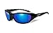Wiley X Airrage Polarized Sunglasses, Safety Glasses for Men and Women, UV Eye Protection for Shooting, Fishing, Biking, and Extreme Sports, Black Frames, Blue Mirror Lenses