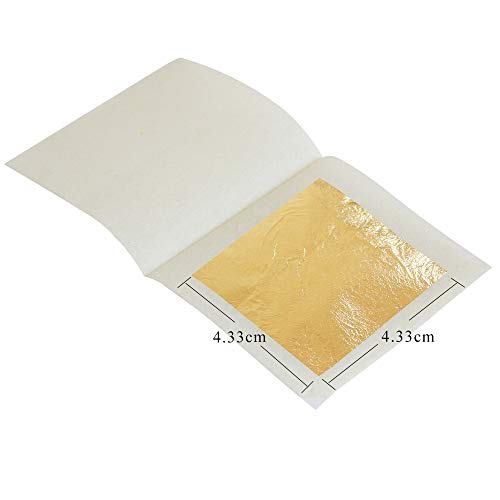 KINNO Edible Gold Leaf Sheets 30 Sheets 1.7" x 1.7" 24K Yellow Real Gold for Facial Mask, Makeup, Spa, Crafts, Gilding, Art, Bakery Food and Drink Decorations- Cake, Dessert, Coffee or Wine