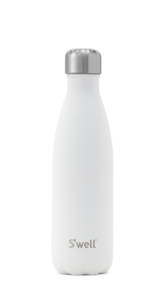 S'well Original Vacuum-Insulated Water Bottle, Moonstone, 500ml - Keeps Drinks Cold and Hot, BPA-Free Stainless Steel Hydration for On The Go, White