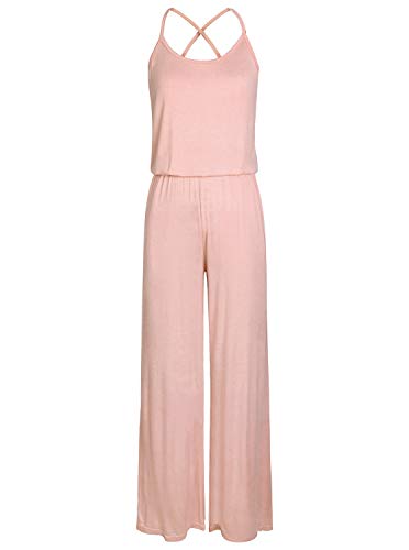 image for REORIA Women Summer Casual Loose Spaghetti Strap Sleeveless Open Back 