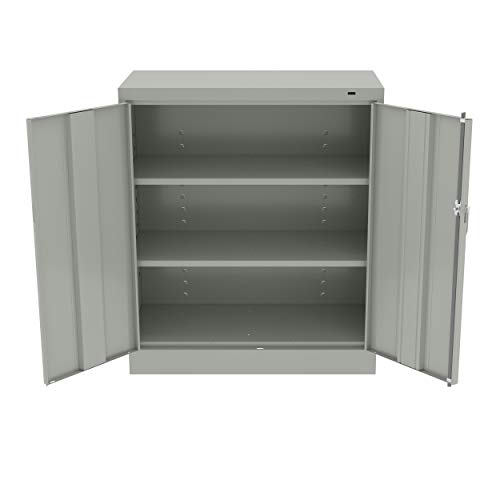 Tennsco 4218 Standard Welded Counter High Storage Cabinet, 36" Width x 42" Height x 18" Depth, Light Grey - Thumbnail 2