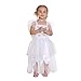 Girls Princess Fairy Wings Tutu Long Dress Birthday Party Costume Halloween, White 7-9 Year