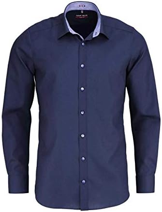 MARVELIS Men's Plain Casual Shirt Blue Midnight Blue