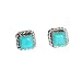 Small Square Natural Turquoise Stud Earrings with Twist Wire Border Design Handcrafted Original Zuni Native American Indian Jewelry in GIFT BOX