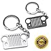 Jeep Grill Key Chain Car Key Ring, Silver and Black, Great for Wrangler, Compass, Cherokee, Liberty, Patriot, Rubicon, Renigade, SRT, TJ, CJ Enthusiasts (2 Pack)