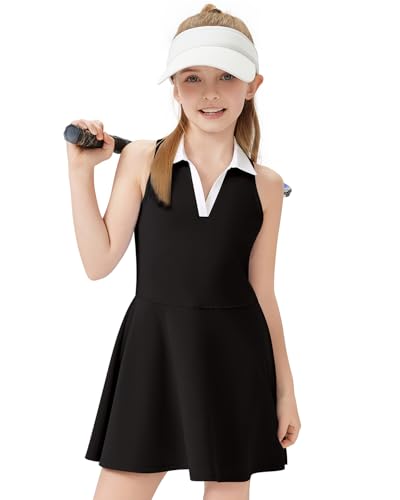Soneven Black Tennis Dress for Girls Sleeveless Golf Outfit… at Amazon