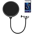 HORNO Professional Microphone Filter Screen-Mic Pop Blocker Mask Shield Screen with Flexible Gooseneck Mount