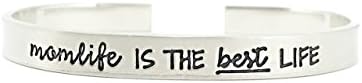 Mother's Day Gift - Momlife Is The Best Life Bracelet - Thick Pewter Cuff Bracelet - Hand Stamped Jewelry - Personalized Engraved Jewelry