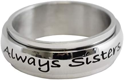 Rush Industries Always Sisters Forever Friends Spinner Ring - Sister Rings - BFF Sister Gifts - Best Friends Sister Ring