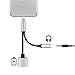 2in1 Lightning Adapter for iPhone,MINIMALISM Lightning Charger and 3.5mm Earphone Cable Adapter [No Music Control] for iPhone 7/7 Plus/6s/6/5s/5 -Silver