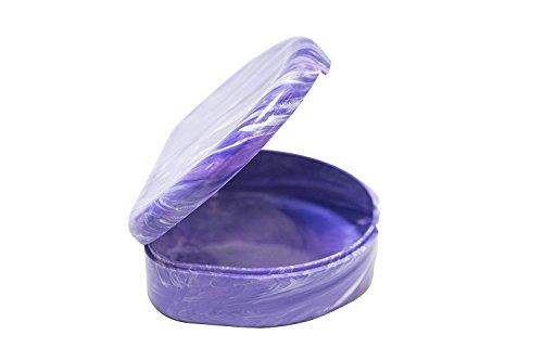 Orthodontic Retainer Case With Hinged Lid Snaps, Portable Denture Cases, Mouthguard Case for Retainer and Dentures (Purple Marble) - Thumbnail 5