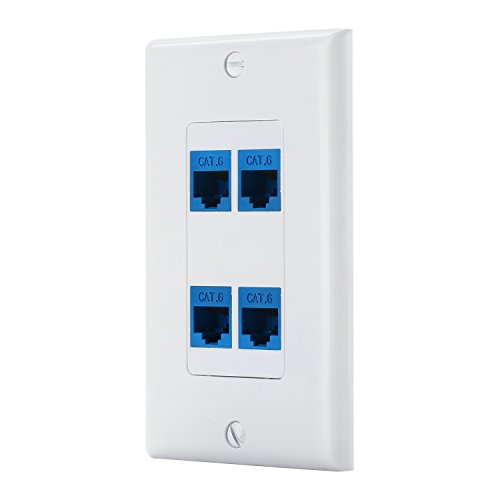 4 Port Cat6 Ethernet Female to Female Decorative Wall Plate in White