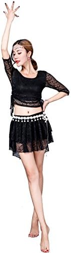 Pipigarden Women's Latin Skirts Belly Dance Tango Training Suit Short Dress With Leggings