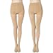 MANZI 2 Pairs Women's Run Resistant Control Top Panty Hose Opaque Tights(Large,Nude)