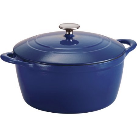 Tramontina Gourmet 6-Quart Cast Iron Covered Dutch Oven with Stainless Steel Knob (Cobalt)