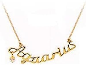 kathy mall Mystical Horoscope Zodiac Word Pendant Necklace Horoscope Zodiac Nameplate Necklace (Aquarius)