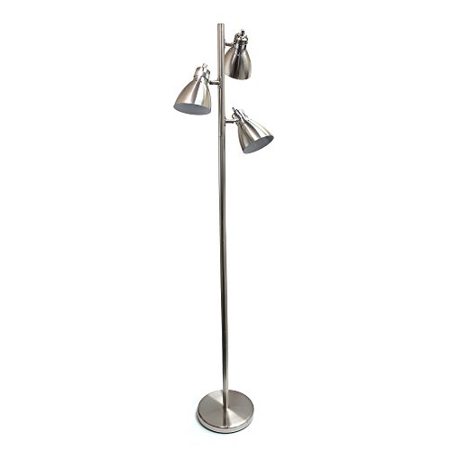 Simple Designs Home LF2007-BSN Simple Designs, Brushed Nickel Metal 3-Light Tree Floor Lamp, Finish - //medicalbooks.filipinodoctors.org