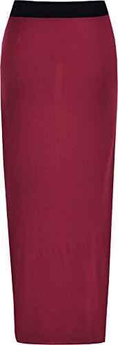 Ladies Elasticated Full Length Stretchy Jersey Womens Plain Maxi Skirt