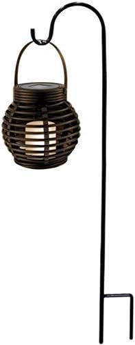Solar-Powered Yellow Flickering LED Lantern with Sheperd's Hook Metal Stake