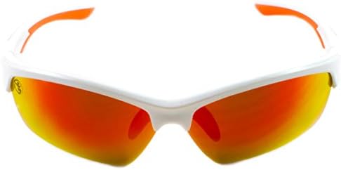 Running Sunglasses For Performance Super Clear Lenses, UV400, No Slip or Bounce,, Cycling With Adjustable Fit, Set and Forget, Lightweight, Durable (White, Orange)