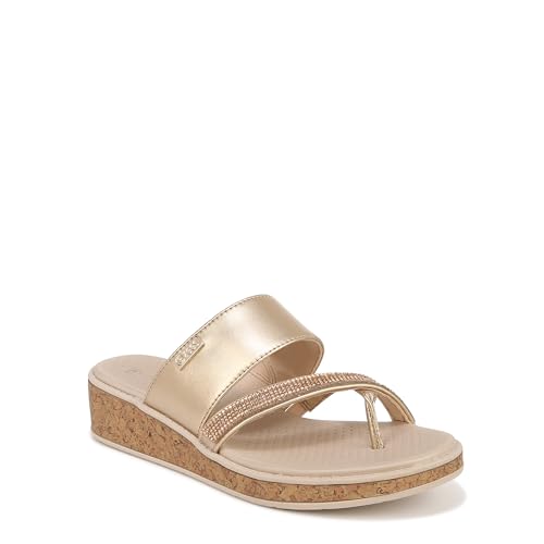BZees Womens Bora Wedge Sandal Gold Metallic