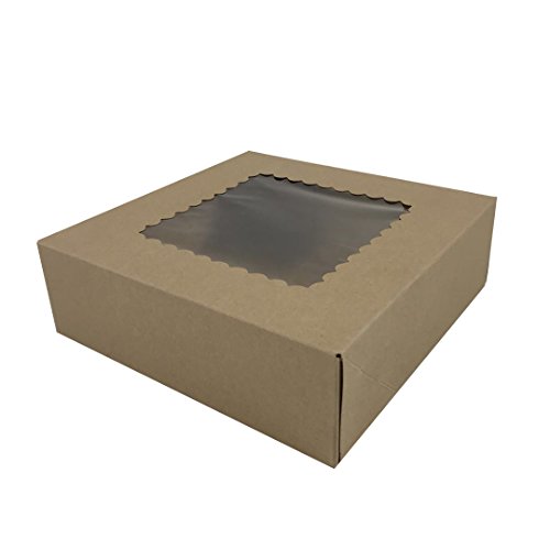 Black Cat Avenue 8" x 8" x 2 1/2" Kraft Window Glued 4 Corner Beers Cake Bakery Box 5 Count - Thumbnail 5