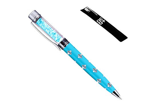 Penna a sfera di qualità con cristalli. Ricarica gratuita (blu)